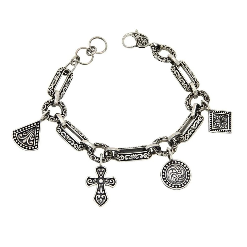 Bali RoManse Sterling Silver Charm Bracelet. 7"